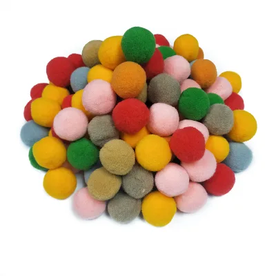 Wholesale Colorful round Wool Pompon Ball Faux Pompom Slime Filler Key Chain Christmas Ornament for Crafts