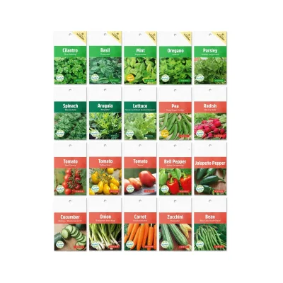 20 Variety Herbs and Vegetables Pack Kits for Planting That Assorted Non-GMO Mix for Beginner Indoor and Outdoor Gardening