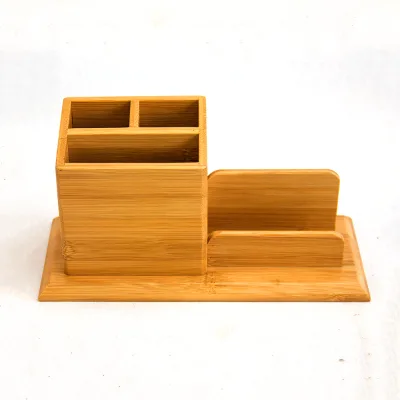 Bamboo Mobile Phone Holder Office Supplies Organizer Pen Pencil Holder