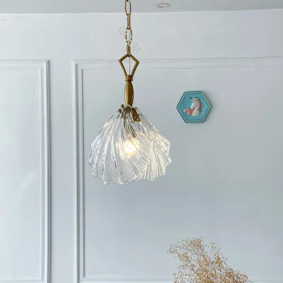 Nordic Minimalist Shell Clear Glass Led Hanging Light AC110V AC220V E14 Base Pendant Light for Indoor Bedroom Decor