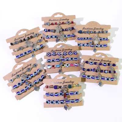 2026 Hot Selling Devil' s Eye Jewelry Bead Ball Bracelet 3 Pcs A Set Bracelet for Women and Men Gifts