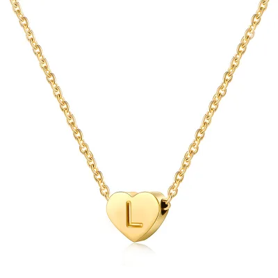 High Quality Stainless Steel Letter Necklace Gold Plated Heart Shape Necklace Stainless Steel Necklace Woman