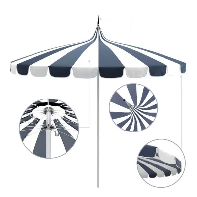 Custom Made Modern 8.5ft Polyester Large Patio Pagoda Parasol 3m Radii Waterproof Base Park Hotel Courtyard UV50+ Aluminum/Wood