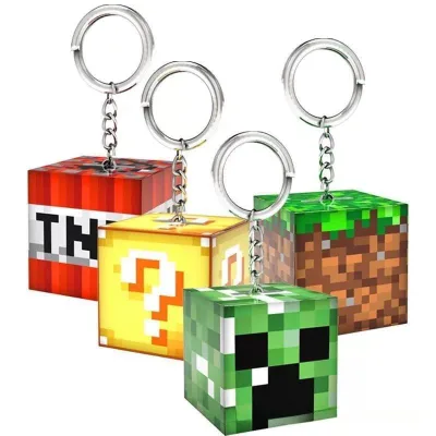WOWEI Minecrafts Modern Creative Keychain Small Square of World Keychains Bag Phone Pendant Decorative Business Gift Key Chain