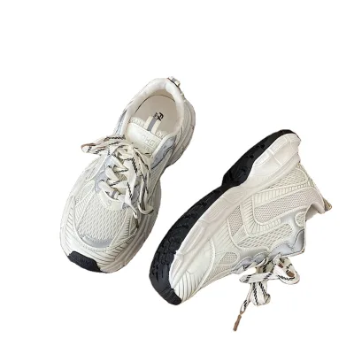 2025 Women's High-End Retro Sneakers All-Season Thick-Soled Black Shoes Hot New Spring and Autumn Collection
