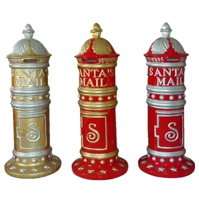Popular Fiberglass Christmas Santa Mail Box Outdoor Decoration Supplies with Paint Shopping Mall Christmas Decoration