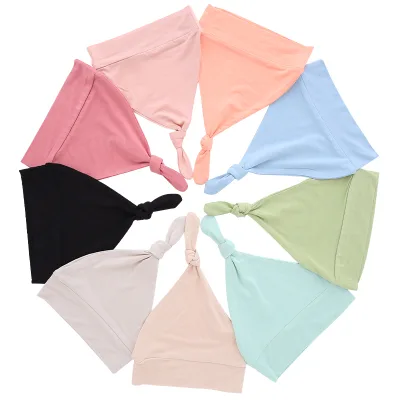 Baby Beanie Cotton Knotted Solid Color Soft Breathable for Newborn Infants Daily Wear Nursery Gift