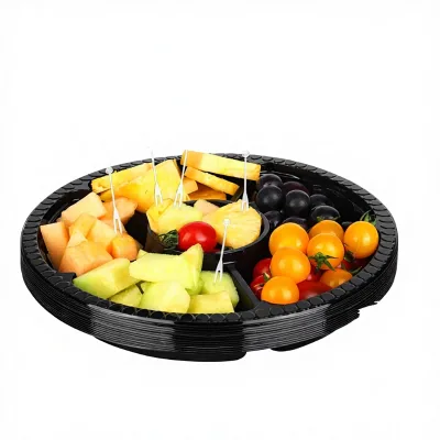 5 Compartment Disposable Clear PET Plastic Fruit Salad Bowls Box Transparent Packaging Container