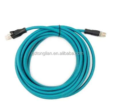 TT Factory Custom M12 X-Coding M12 8 Pin RJ45 with Cat 6A SFTP Shield 26AWG PVC Straight Cable 5M for Industrial Cameras
