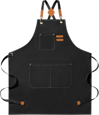 Custom Waterproof Oil-proof 100% Cotton Canvas Cooking Kitchen Aprons for Men