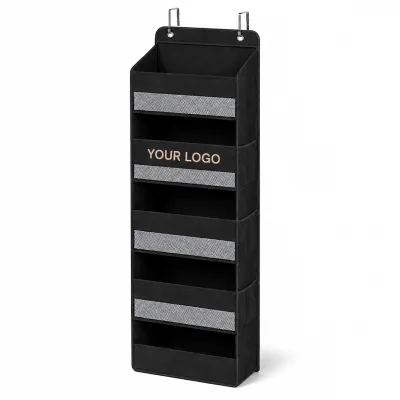 Wholesale 5 Tier Over Door Organizer with Large Pockets Foldable Hanging Storage Bag Clear Mesh for Nursery Bedroom Closet