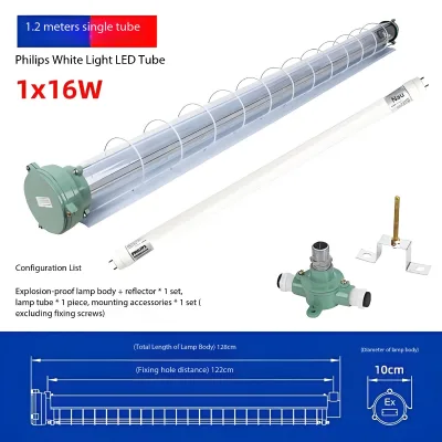 IP65 WF2 18W 2*18W 120cm Warehouse Workshop Chemical Plant Explosion-proof Fluorescent Light Led Single and Double Housing