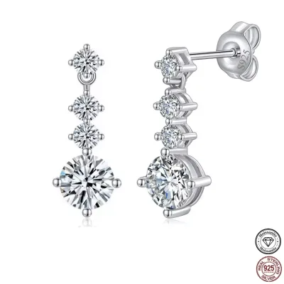 Multi Stone D Color VVS1 Moissanite Drop Earrings 925 Sterling Silver Pass Diamond Tester for Women Evening Party Fine Ornament