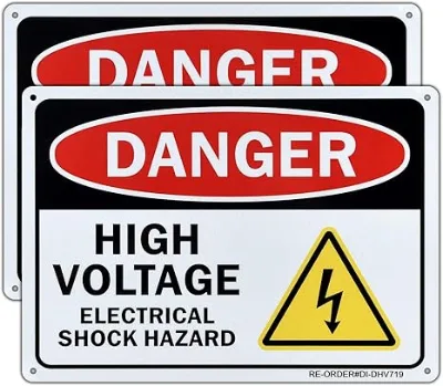 2024 Dangerous High Voltage  Electric Shock Danger Aluminum Warning  Suitable for Indoor or Outdoor Use, Reflective Signs