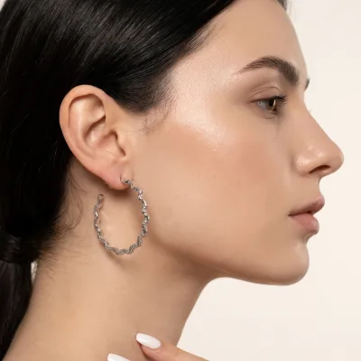 Wavy Hoop Clip on Earrings Gold Fashion Earrings Non Pierced Copper Screw Back OEM ODM