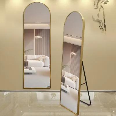 Modern Art Deco Full-Body Arched Floor Mirror for Living Room Bedroom Bathroom Gorgeous Framed Decorative Furniture Christmas