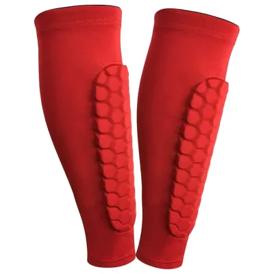 Shockproof Honeycomb Soccer Shin Guards Non-slip Calf Leg Sleeves with Reflective Strips for Gym,Soccer,Running,Cycling