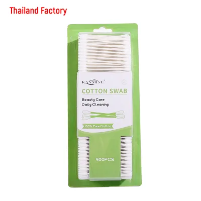 Factory Suction Card case Pointed and Flat Q Tips 500pcs Ear Clean Eco-friendly Pure White Paper Cotton Buds Manufacturers in Ch