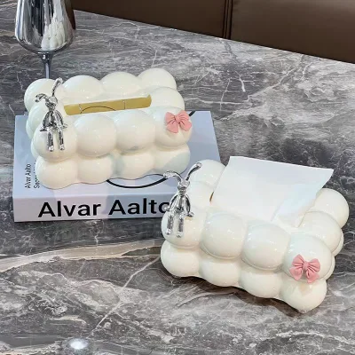 Luxury High-End Plastic Tissue Box Marshmallow Cover New Style Square Design for Home High Value Living Room Tissue Storage