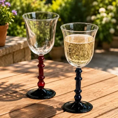 GB American Style High Footed Wine Glass with Red Black Footed Flower Design Party Use Jiangsu Origin