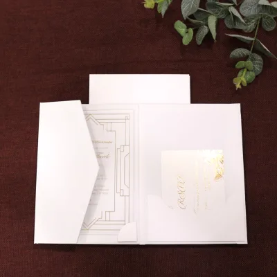 Cream Color Hardcover Wedding Invitations Folded Hardboard Wedding Invitations With Crown Logo Birthday Invitation Cards