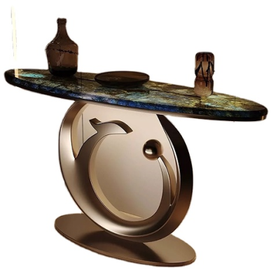 Home Furniture Stainless Steel Base With Marble Top Entryway LED Console Table