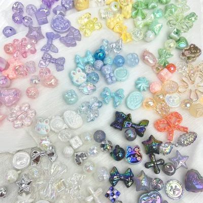 Electroplated UV-painted Acrylic Multicolor Multi-shape Flower Shapes Beads Assorted Styles for High-end Necklace DIY Hair Clip