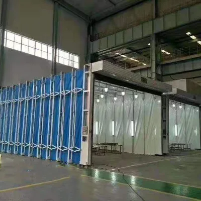 Rail Mounted Expandable Telescopic Spray Booth Triple Filtration Overspray Extraction Fan Explosion-proof LED for Large Workshop