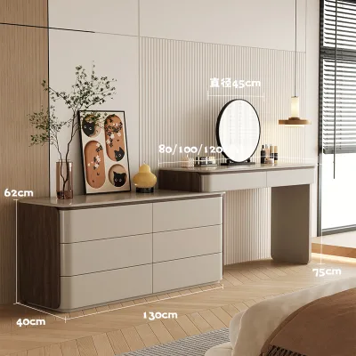 Modern Simple Bedroom Dressing Table with Drawers Popular Expandable Room Dressing Table Wood Material