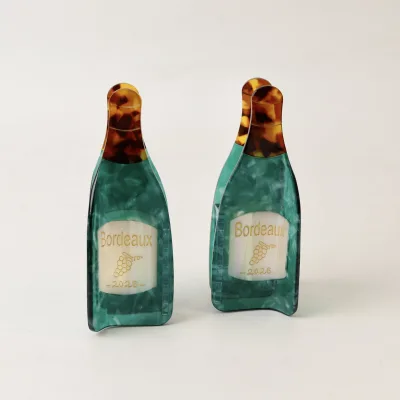 Bordeaux Wine Bottle Shaped Acetate Hair Claw Clip Creative Green Shark Clip for Women
