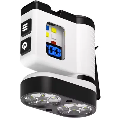 Portable 10 LED Flashlight with USB Charging Digital Display Red Blue Warning Light Waterproof IP65 Outdoor Work Mini Flashlight