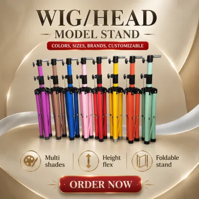 Stainless Steel Strong Hold Adjustable Wig Stand Mannequin Head Tripod Display Rack with Foot-Pedal for Hairdressing