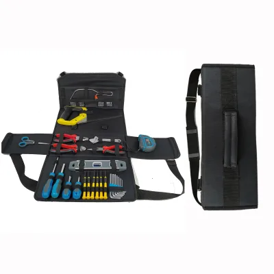 Professional-Grade Multifunction 600D Fabric Water Resistant Tool Pouch Roll-Up Bag 30-34 Pockets Magnetic Closure Wall