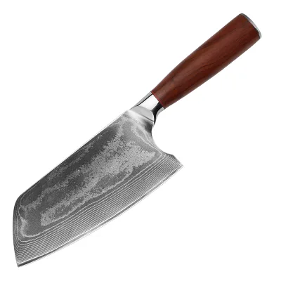 New Custom Super Sharp Sharp Damascus Steel Kitchen Knives Chef Knife Damascus Butcher Cleaver Slicing Knife With Roswood Handle
