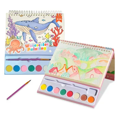 Bview Art DIY Pocket Watercolor Painting Book Water Coloring Books with Brush for Art & Creativity