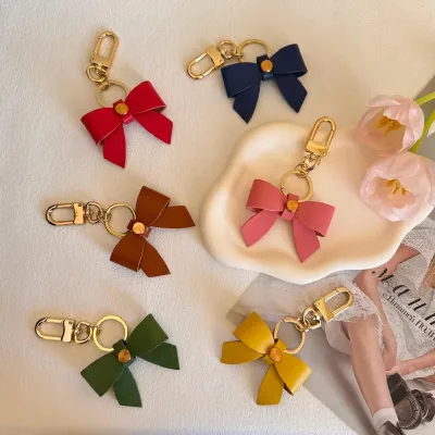 Fashion Ladies Gift PU Bow Pendant Keychain for Bag Car Pendant