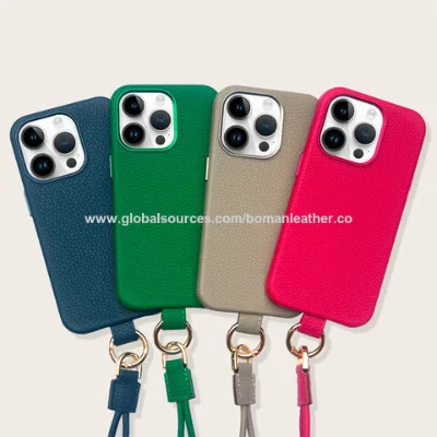 Best selling real leather luxury crossbody mobile phone case for iPhone 14 15