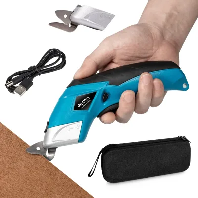 3.6V Electric Fabric Scissors Heavy Duty Cordless Leather Carpet Shear Cloth Cutter Tool Set 10000RPM with 2 Blades