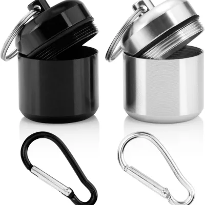2025 March EXPO Top Sale Aluminum Alloy Pill Container with Key Chain Waterproof Sealed Metal Pill Holders Bottle with Key Ring