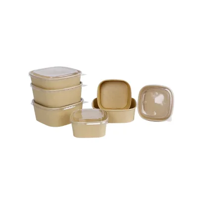 Square Paper Bowl Paper Salad Bowl Induction Paper Bowl