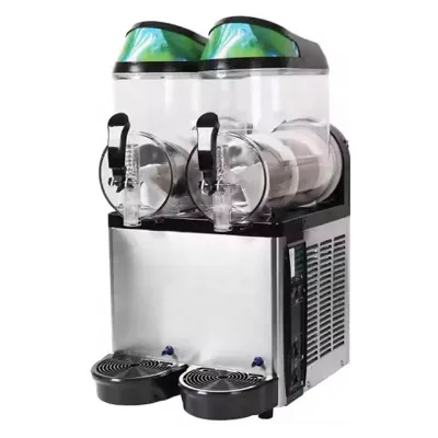 Two Tanks Commercial Slush Machine Embraco Compressor Engine 304 Stainless Steel 12L Capacity High Performance Easy Operation