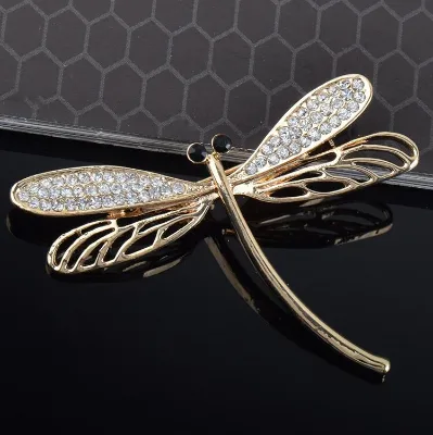 Crystals Dragonfly Brooches for Women Pins Gold Color Rhinestone Lapel Pin Scarf Brooch Christmas Gifts Top Quality