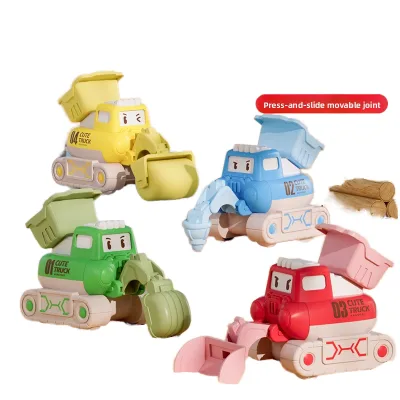 Cross-Border Press Resistant Unisex Inertia Excavator Bulldozer Engineering Vehicle Plastic Baby Car Model Small Gift Toy