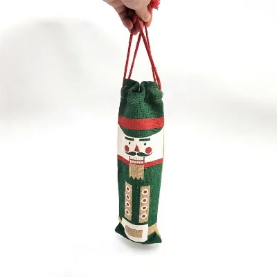 Hot Selling Festival Gift Jute Wine Bag Burlap Drawstring Bag Christmas Gift Jute Pouch Custom Jute Bag for Christmas Gift