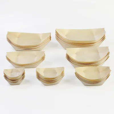 Natural Disposable Restaurant Wood Aspen Sushi Boat Serving Plate Disposable Sushi Boat