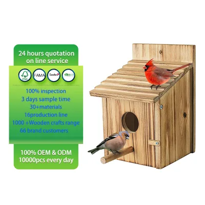 Pine Bird House for Finches Bluebirds Cardinals-Wood Country Cottages Theme Hanging Garden Birdhouse Clearance Sale