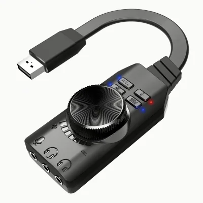 USB Sound Card, External Stereo Sound Card with Volume Control, USB to 3.5mm Jack Audio Adapter