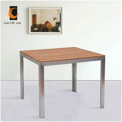 Square Aluminum Outdoor Dining Table Modern Wooden Tables Dinner Furniture Table