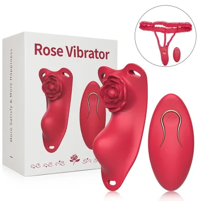 Wearable Rose Vibrator Remote Control Clitoral Stimulator for Women Intimate Toy with 10 Adjustable Vibration Modes Wearable