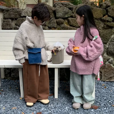 2025 Korean Design Infant Girl Boy Oversize Sweater Unisex Baby Clothes for Winter Clothing KM371